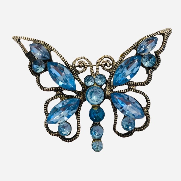 Blue Crystal Butterfly Brooch - Picture 5 of 6